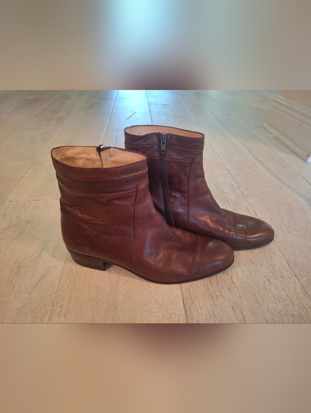 Vero Cuoio Brown Leather Men's Ankle Boots with Side Zip